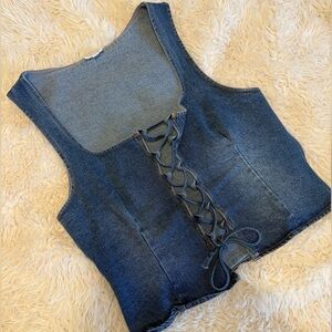 Urban Outfitters Denim Lace-Up Top